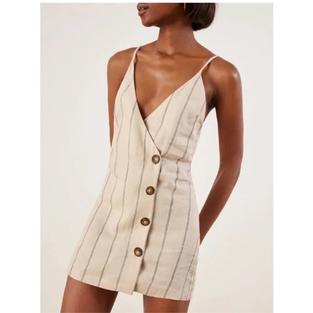 Reformation Cayman Button-Down Linen Mini Dress